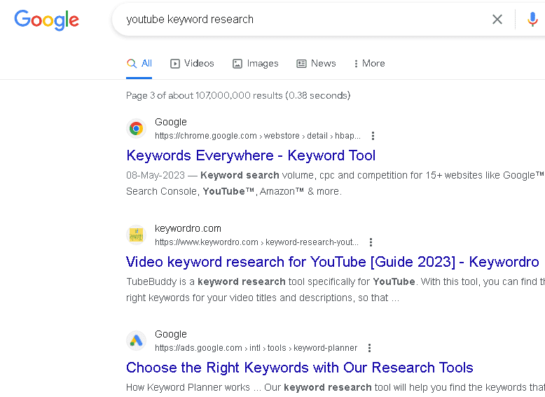 Google SERP Results for my ranking with on-page seo